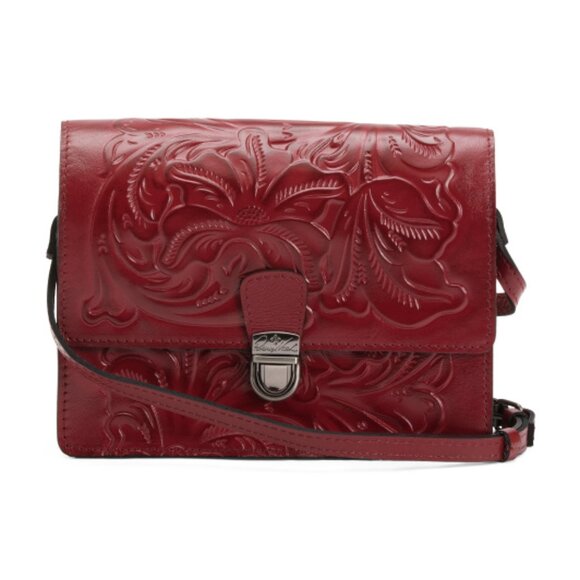 PATRICIA NASH Leather Medium Tooled Laurentina Tooled Multi Pocket Crossbody